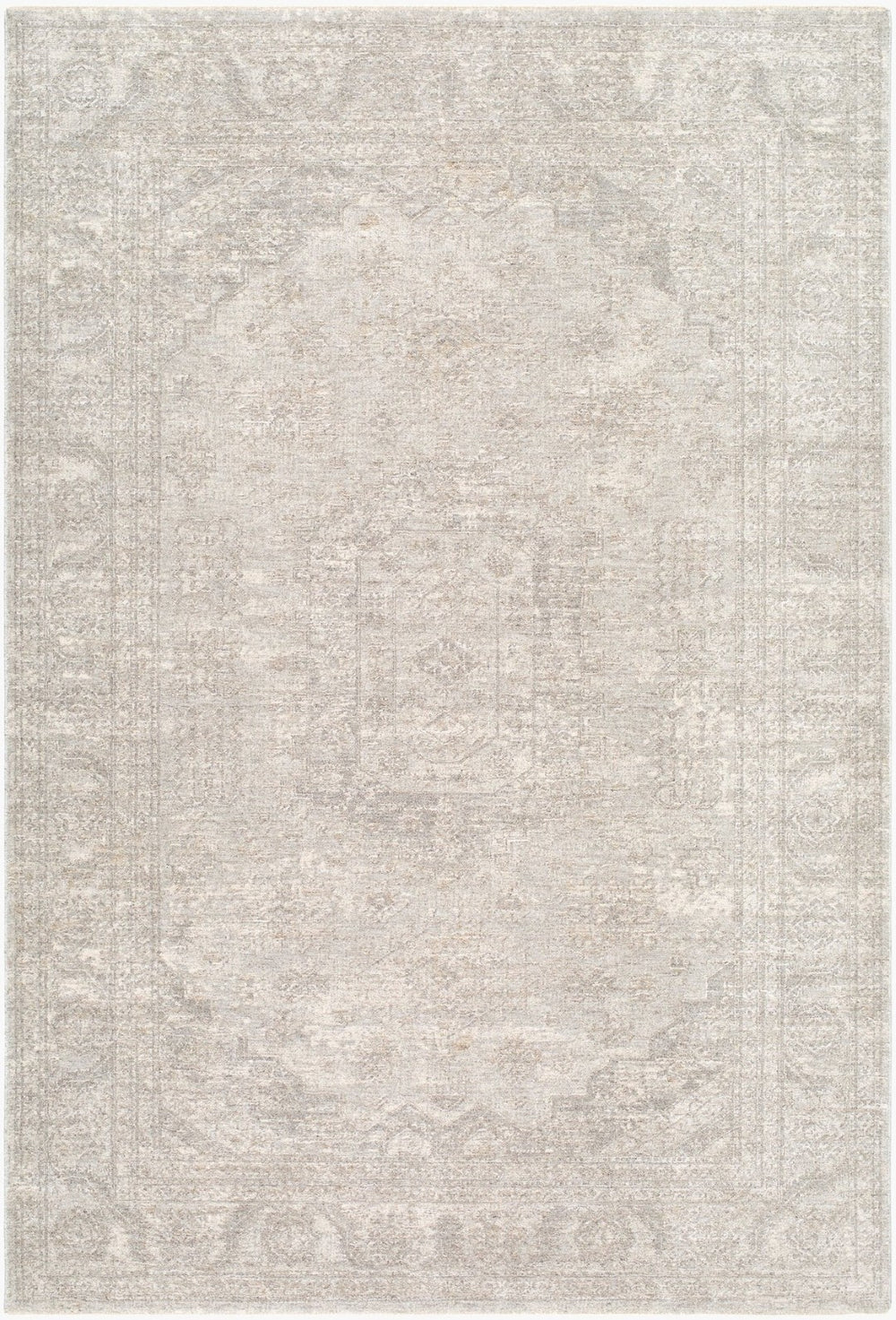 Livabliss Poetry Traditional Fringe Area Rug Machine Woven Polyester for Formal Living Spaces Light Gray, Cre 10' x 13'11" POI2317-101311