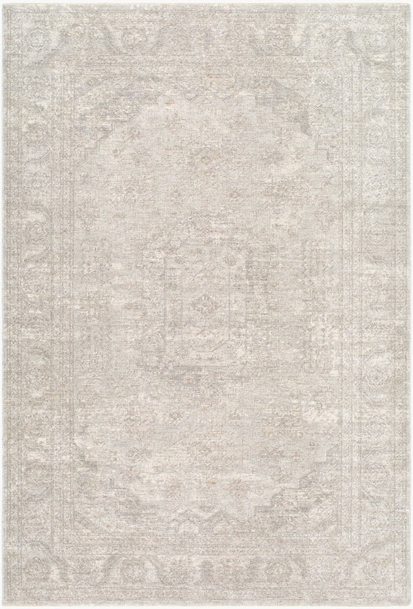 Livabliss Poetry Traditional Fringe Area Rug Machine Woven Polyester for Formal Living Spaces Light Gray, Cre 10' x 13'11" POI2317-101311