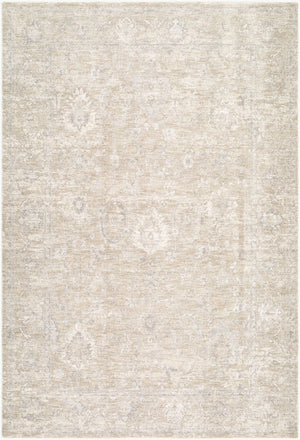 Livabliss Poetry Oriental Fringe Area Rug Machine Woven Polyester for Large Living Rooms Light Beige, Cr 9' x 12'2" POI2320-9122