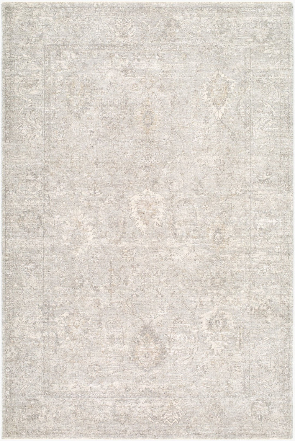 Livabliss Poetry Traditional Medallion Area Rug with Fringe Polyester Pile for Dining Living Rooms Light Gray, Cre 10' x 13'11" POI2321-101311