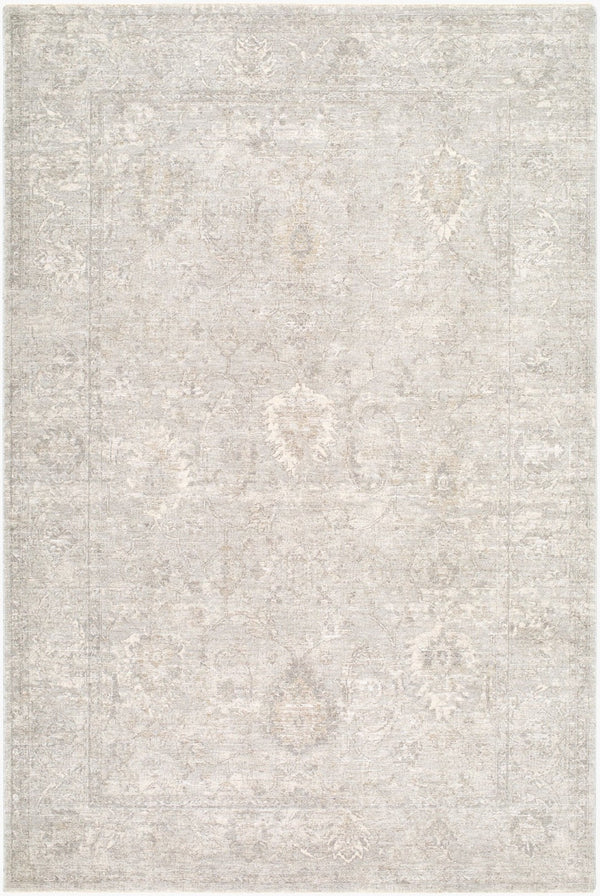 Livabliss Poetry Traditional Medallion Area Rug with Fringe Polyester Pile for Dining Living Rooms Light Gray, Cre 10' x 13'11" POI2321-101311