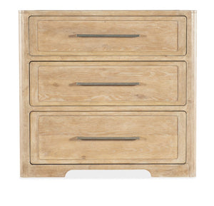 Hooker Furniture Retreat Dune Three-Drawer Nightstand With Oak & Maple Veneer, Self-Closing Drawers, Pewter Pulls 6950-90015-80