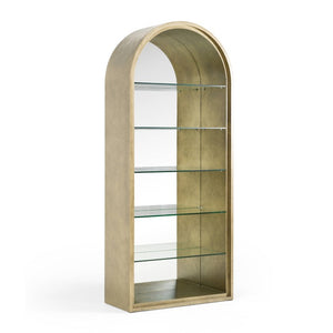 VIG Furniture Poise Modern Antique Brass & Mirrored Bookcase For Living Room — Glass Shelves, Reflective Depth, 82.7" Tall VGFA-SA2816