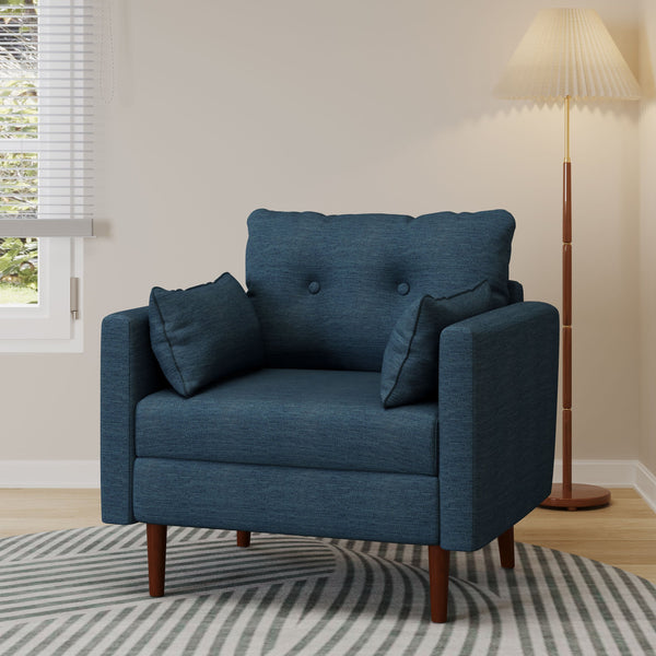 English Elm Christopher Knight Home® - CLUB Chair with Plush Fabric Upholstery and Walnut Birch Legs — Stylish Comfortable Accent Seating for Living Rooms Navy Blue 30.75 L x 25.75 W x 21 H 71571.00