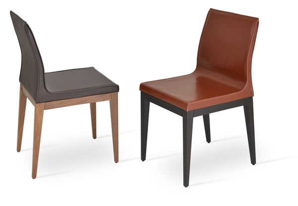 Soho Concept Polo Wood Dining Chair In Genuine Leather - Stylish Brown & Walnut With 10-year Guarantee! Brown,Walnut  Soho-concept-dining-chair-05557