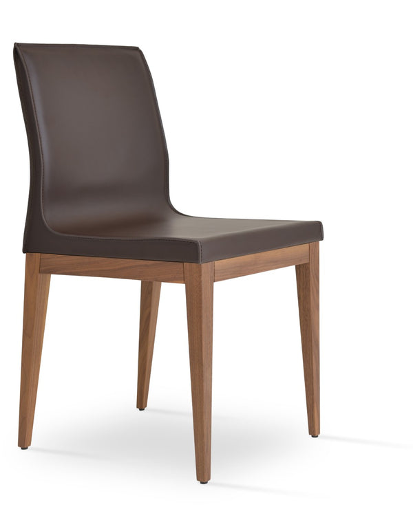 Soho Concept Polo Wood Dining Chair - Stylish Bonded Leather Seat In Walnut Brown For Modern Dining Spaces Brown  Soho-concept-dining-chair-05553