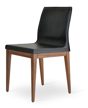 Soho Concept Polo Wood Dining Chair - Stylish Bonded Leather Seat In Walnut Brown For Modern Dining Spaces Walnut,Grey  Soho-concept-dining-chair-05554