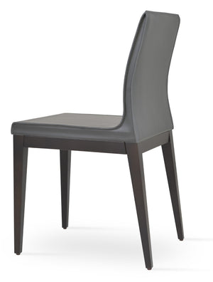 Soho Concept Polo Wood Dining Chair - Stylish Bonded Leather Seat In Walnut Brown For Modern Dining Spaces Grey  Soho-concept-dining-chair-05556
