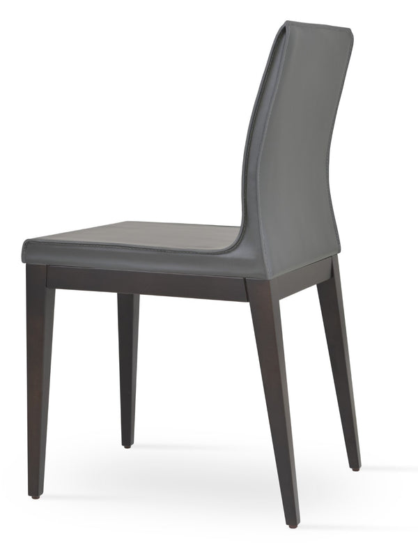Soho Concept Polo Wood Dining Chair - Stylish Bonded Leather Seat In Walnut Brown For Modern Dining Spaces Grey  Soho-concept-dining-chair-05556