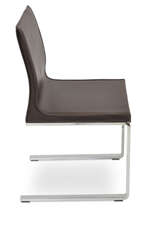 Soho Concept Polo Flat Chair Dining Chair - Stylish Bonded Leather Design With Sleek Chrome Legs For Modern Homes Chrome,Brown  Soho-concept-dining-chair-05575