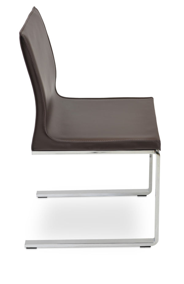 Soho Concept Polo Flat Chair Dining Chair - Stylish Bonded Leather Design With Sleek Chrome Legs For Modern Homes Chrome,Brown  Soho-concept-dining-chair-05575
