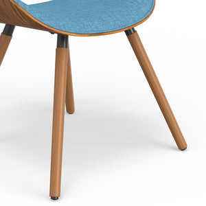 English Elm Marana Dining Chair - Mid-Century Modern Design In Rich Blue Upholstery With Walnut Frame B136P158912