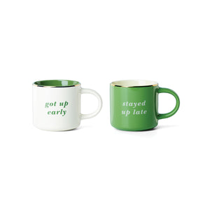 Lenox Kate Spade Got Up Early & Stayed Up Late Mugs, Set of 2 Green, NO COLOR STONEWARE 897462