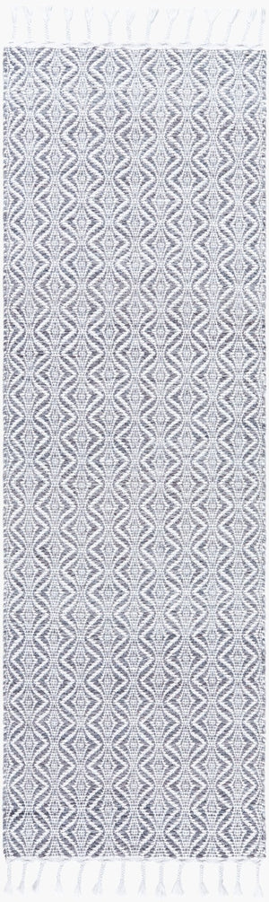 Livabliss Peony Handwoven Flatweave Accent Rug Bohemian Fringe Detail for Entryways and Small Spaces Pewter, Dove Gr 2'6" x 8' PON2300-268