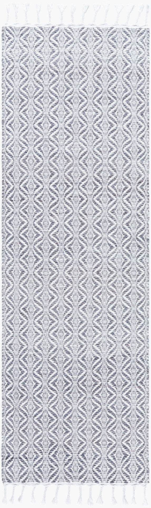 Livabliss Peony Handwoven Flatweave Accent Rug Bohemian Fringe Detail for Entryways and Small Spaces Pewter, Dove Gr 2'6" x 8' PON2300-268