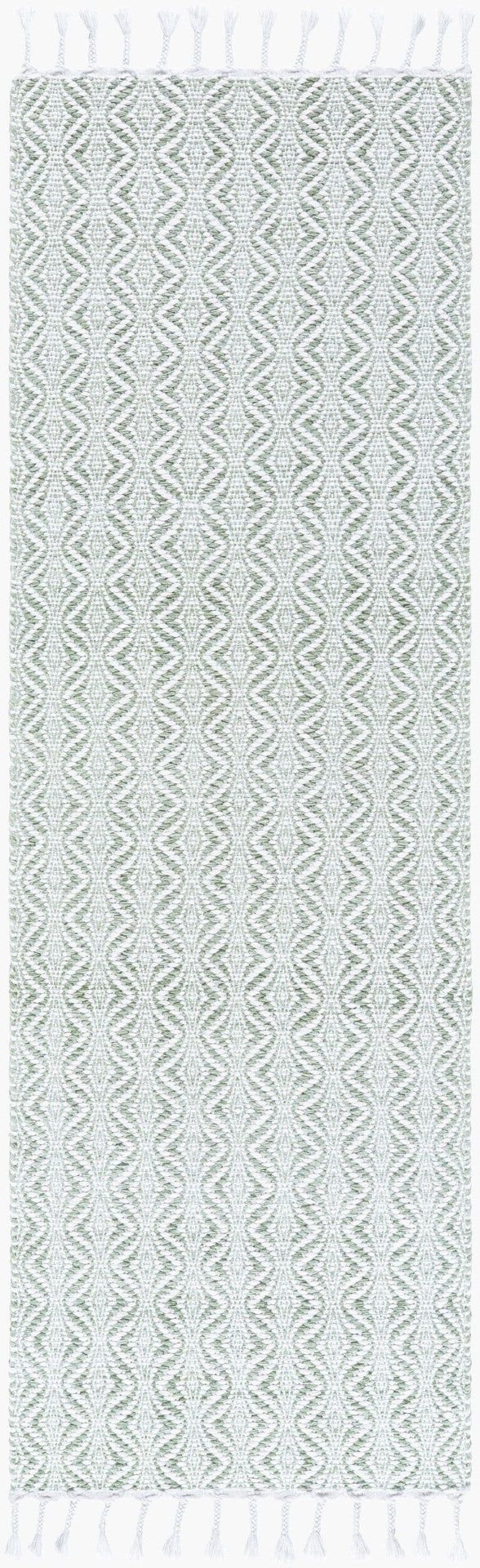 Livabliss Peony Bohemian Flatweave Accent Rug Handwoven Recycled Pet Yarn Entryway Artisan Sage, Ivory 2'6" x 8' PON2301-268