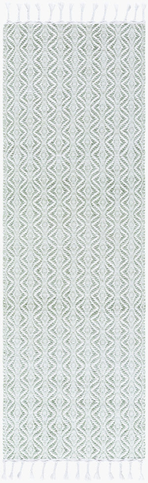 Livabliss Peony Bohemian Flatweave Accent Rug Handwoven Recycled Pet Yarn Entryway Artisan Sage, Ivory 2'6" x 8' PON2301-268