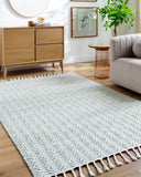 Peony PON-2301 9' x 12' Handmade Rug PON2301-912  Light Silver, Silver, White, Metallic - Silver, Sage Surya