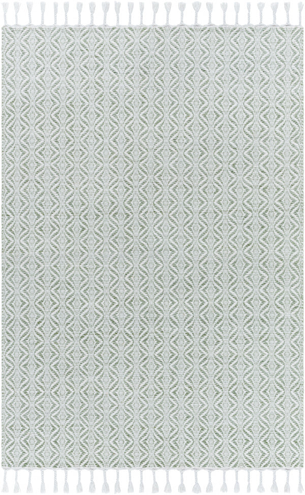 Peony PON-2301 9' x 12' Handmade Rug PON2301-912  Light Silver, Silver, White, Metallic - Silver, Sage Surya