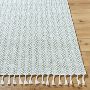 Peony PON-2301 9' x 12' Handmade Rug PON2301-912  Light Silver, Silver, White, Metallic - Silver, Sage Surya