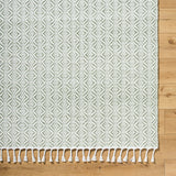 Peony PON-2301 9' x 12' Handmade Rug PON2301-912  Light Silver, Silver, White, Metallic - Silver, Sage Surya