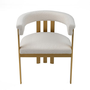 VIG Furniture Pontiac Plush Beige Sherpa Velvet Dining Chair With Gold Stainless Legs — Modern Sculpted Design VGZAY129-BEI-DC
