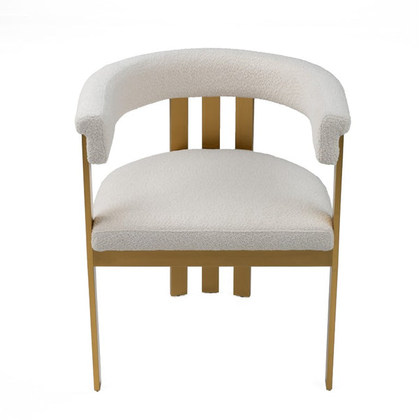 VIG Furniture Pontiac Plush Beige Sherpa Velvet Dining Chair With Gold Stainless Legs — Modern Sculpted Design VGZAY129-BEI-DC
