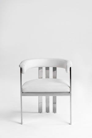 VIG Furniture Modrest Pontiac - Modern White Vegan Leather + Stainless Steel Dining Chair VGZA-Y129-WHTSTL