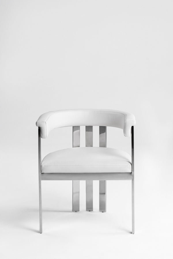 VIG Furniture Modrest Pontiac - Modern White Vegan Leather + Stainless Steel Dining Chair VGZA-Y129-WHTSTL