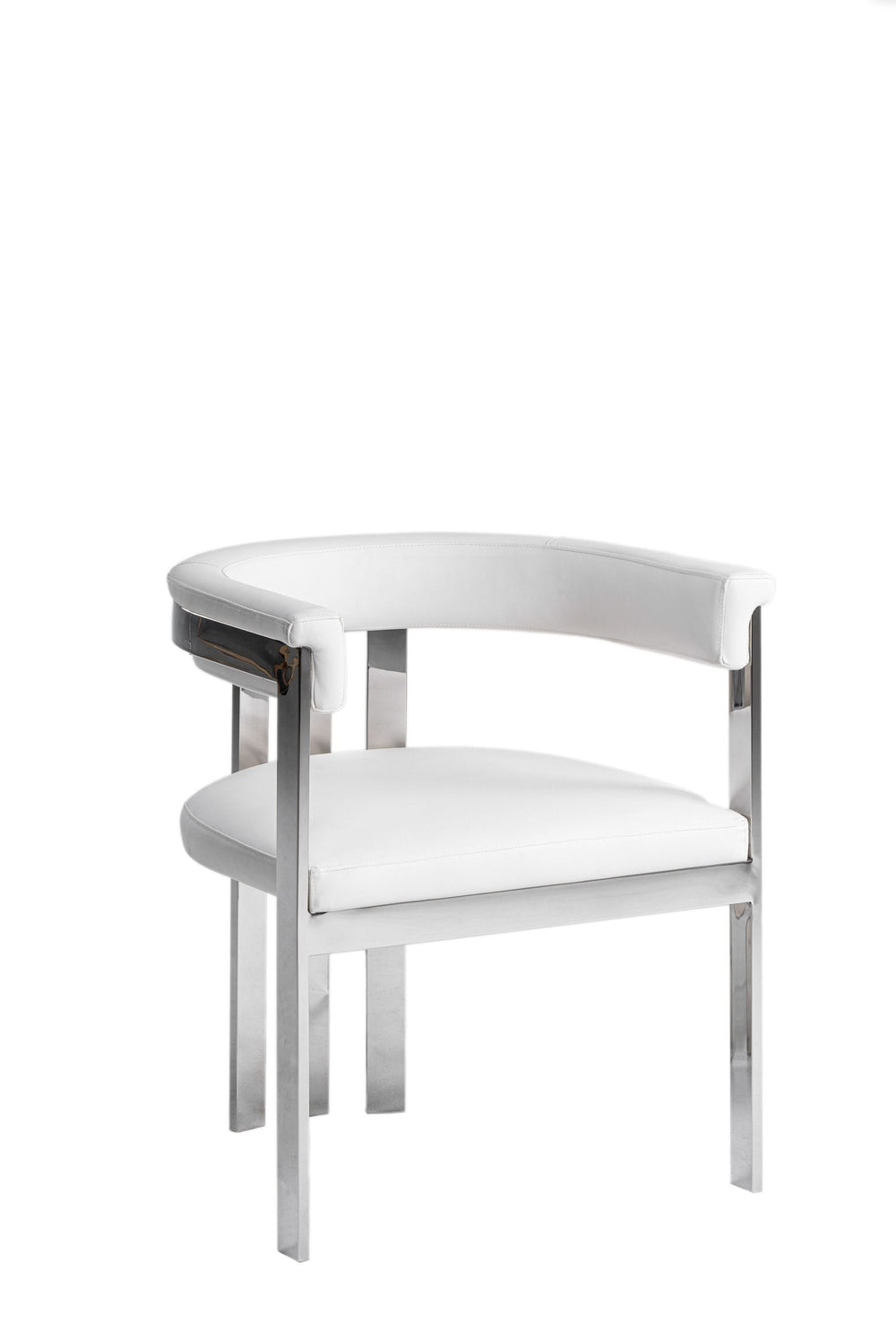 VIG Furniture Modrest Pontiac - Modern White Vegan Leather + Stainless Steel Dining Chair VGZA-Y129-WHTSTL