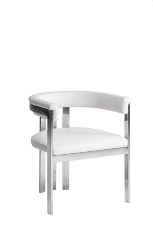 VIG Furniture Modrest Pontiac - Modern White Vegan Leather + Stainless Steel Dining Chair VGZA-Y129-WHTSTL