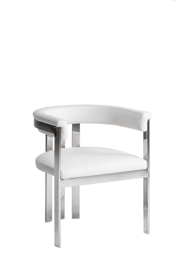 VIG Furniture Modrest Pontiac - Modern White Vegan Leather + Stainless Steel Dining Chair VGZA-Y129-WHTSTL