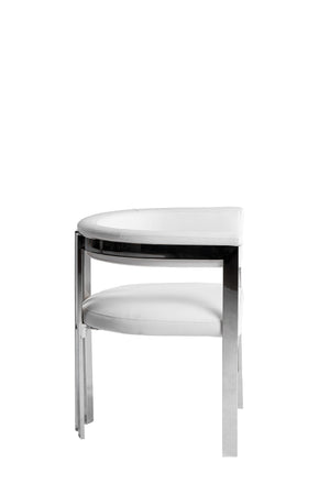 VIG Furniture Modrest Pontiac - Modern White Vegan Leather + Stainless Steel Dining Chair VGZA-Y129-WHTSTL