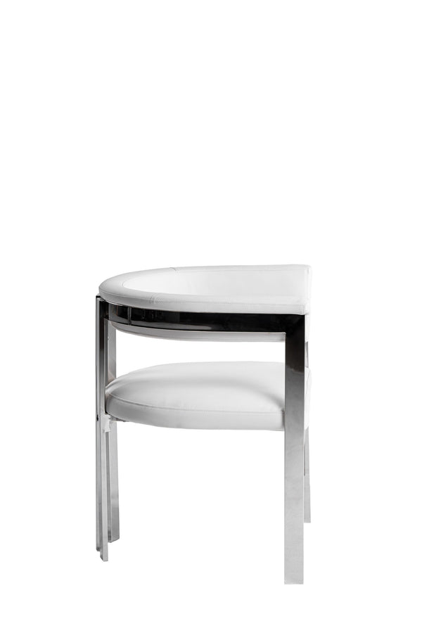 VIG Furniture Modrest Pontiac - Modern White Vegan Leather + Stainless Steel Dining Chair VGZA-Y129-WHTSTL