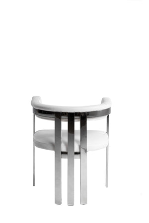 VIG Furniture Modrest Pontiac - Modern White Vegan Leather + Stainless Steel Dining Chair VGZA-Y129-WHTSTL