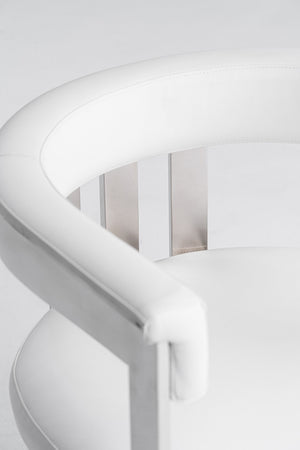 VIG Furniture Modrest Pontiac - Modern White Vegan Leather + Stainless Steel Dining Chair VGZA-Y129-WHTSTL