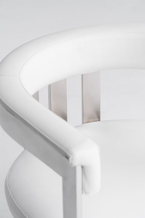 VIG Furniture Modrest Pontiac - Modern White Vegan Leather + Stainless Steel Dining Chair VGZA-Y129-WHTSTL