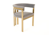 VIG Furniture Modrest Pontiac - Modern Grey Velvet + Champagne Gold Dining Chair VGZAY129-GRYG