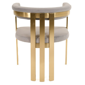 VIG Furniture Pontiac Plush Grey Velvet Dining Chair With Champagne Gold Stainless Legs — Sculptural Modern Glam Design VGZAY129-GRYG