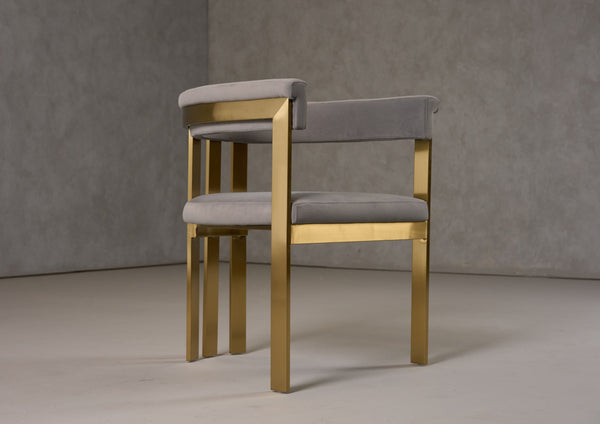 VIG Furniture Modrest Pontiac - Modern Grey Velvet + Champagne Gold Dining Chair VGZAY129-GRYG
