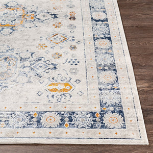 Livabliss Porto Traditional Medallion Area Rug Machine Woven Polyester Blend Entryway Accent White, Light Gr 5'3" x 7'3" POO2307-5373