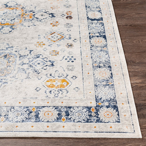 Livabliss Porto Traditional Medallion Area Rug Machine Woven Polyester Blend Entryway Accent White, Light Gr 5'3" x 7'3" POO2307-5373