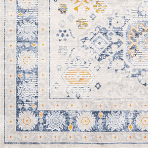 Livabliss Porto Traditional Medallion Area Rug Machine Woven Polyester Blend Entryway Accent White, Light Gr 5'3" x 7'3" POO2307-5373
