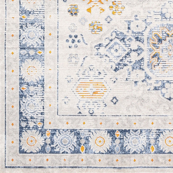 Livabliss Porto Traditional Medallion Area Rug Machine Woven Polyester Blend Entryway Accent White, Light Gr 5'3" x 7'3" POO2307-5373