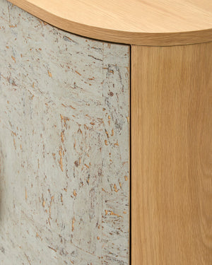 Surya Poros Cabinet - Stylish 32"H X 38"W X 18"D Cork Veneer & Oak Storage Solution For Any Room Top, Silver Gray,Base, Brown Cork Veneer,Oak Pors005-323818