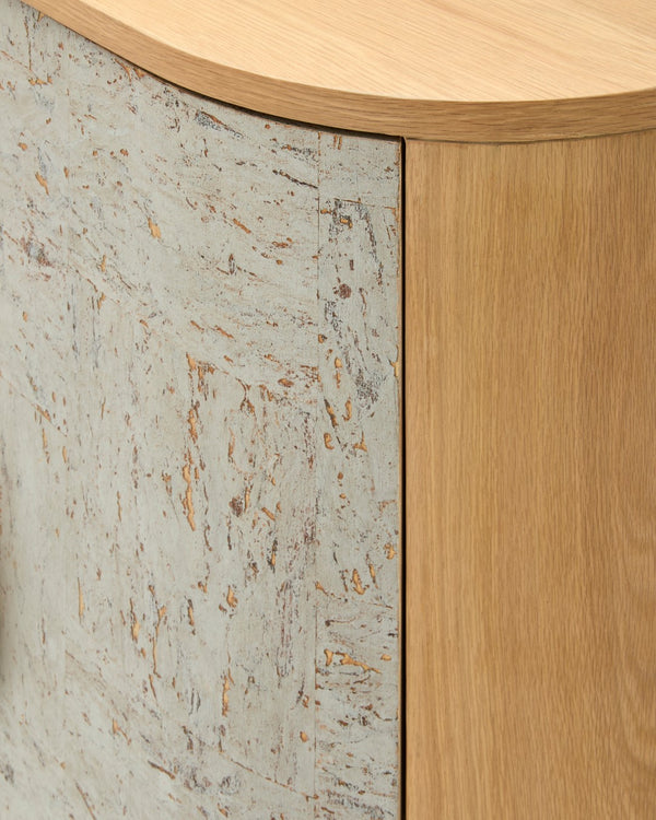 Surya Poros Cabinet - Stylish 32"H X 38"W X 18"D Cork Veneer & Oak Storage Solution For Any Room Top, Silver Gray,Base, Brown Cork Veneer,Oak Pors005-323818