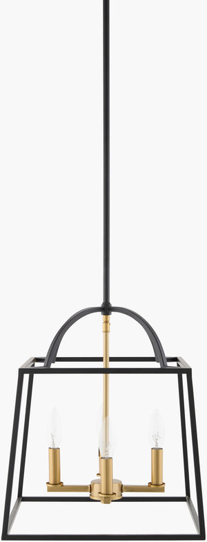 Surya Possini Chandelier Lighting - 14" Industrial Rustic Design, Durable Iron, Perfect For Dining & Living Spaces Fixture, Black,Cord, White Iron Pos-001