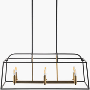 Surya Possini Chandelier Lighting - 14" Industrial Rustic Design, Durable Iron, Perfect For Dining & Living Spaces Fixture, Black,Cord, White Iron Pos-002