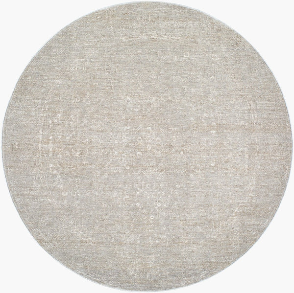 Livabliss Poet Collection Traditional Polyester Area Rug with Fringe for Living Room Floors Light Slate, Sl 5'3" x 5'3" POT2302-53RD