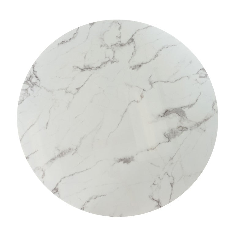 VIG Furniture Potter Round Dining Table With White Marble Top & Gold Stainless Steel Pedestal, Seats 6, 51"_X000d_ VGZAT9007